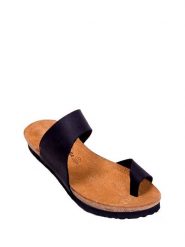 Comfortfusse Skórzane japonki w kolorze czarnym rozmiar: 39. Czarne klapki Comfortfüße, bez wzorów, z nubiku, z otwartym noskiem, bez obcasa. Za 239.99 zł.