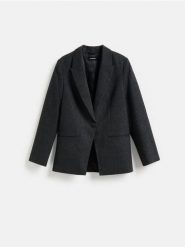 Marynarka z wełną - ciemnoszary. Szare marynarki i żakiety Reserved, l, bez wzorów, z tkaniny. Za 279.99 zł.