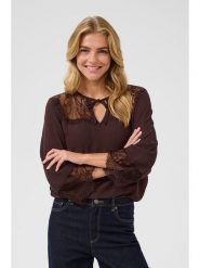 Kaffe Bluzka w kolorze brązowym rozmiar: 42. Brązowe bluzki Kaffe, bez wzorów, z koronki, bez kołnierzyka, bez ramiączek. Za 82.99 zł.