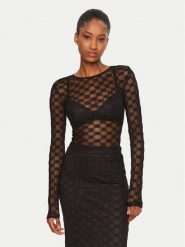 BARDOT Bluzka Adoni 59741TB Czarny Slim Fit. Czarne bluzki Bardot, bez wzorów, z bawełny, bez kołnierzyka, bez ramiączek. Za 239.99 zł.