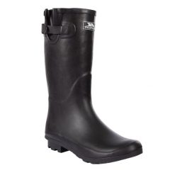 Kalosze Damskie Damon Wodoodporne. Czarne kalosze Trespass, bez wzorów, z gumy. Za 245.99 zł.