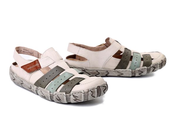 RIEKER L0379-90 beige combination, sandały damskie. Brązowe sandały Rieker, bez wzorów, bez obcasa, bez zapięcia. Za 323.91 zł.