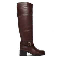 Kozaki Bronx. Brązowe kozaki Bronx, bez obcasa, na słupku, bez zapięcia. Za 1,269.00 zł.