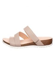 Think! Skórzane klapki w kolorze beżowym rozmiar: 38. Brązowe klapki Think!, bez wzorów, z otwartym noskiem, bez obcasa. Za 173.99 zł.