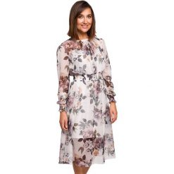 Stylove Sukienka w kolorze białym ze wzorem rozmiar: M. Białe sukienki Stylove, m, bez wzorów, bez kołnierzyka, bez ramiączek, midi. Za 136.45 zł.