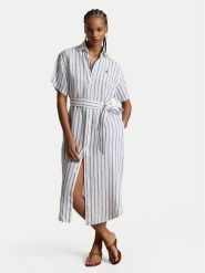 Polo Ralph Lauren Sukienka koszulowa 211965843501 Niebieski jasny Regular Fit. Niebieskie sukienki Polo Ralph Lauren, bez wzorów, ze lnu, bez kołnierzyka, bez ramiączek, koszulowe. Za 1,103.99 zł.