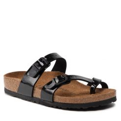 Japonki Birkenstock. Żółte klapki Birkenstock, bez wzorów, bez obcasa. Za 449.99 zł.