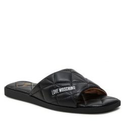 Klapki LOVE MOSCHINO. Czarne klapki Love Moschino, bez wzorów, bez obcasa. Za 489.99 zł.