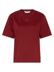 MOSS COPENHAGEN Koszulka w kolorze bordowym rozmiar: S/M. Czerwone bluzki Moss Copenhagen, m, bez wzorów, z bawełny, bez kołnierzyka, bez ramiączek. Za 82.99 zł.