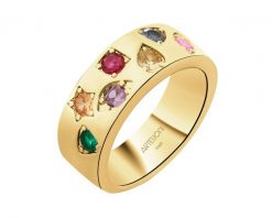 Pierścionek z mosiądzu pozłacany z cyrkoniami. Pierścionki Artelioni, z cyrkonią, pozłacane. Za 169.00 zł.