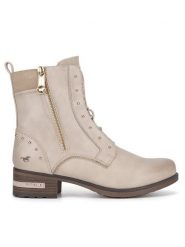 Mustang Botki 1229-522 Beżowy. Brązowe botki Mustang, bez wzorów, z materiału, bez obcasa, na płaskiej podeszwie, bez zapięcia. Za 369.99 zł.