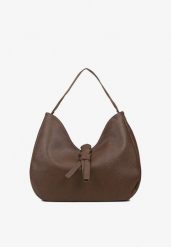 Brązowa Torebka Hobo Shopper Ozdobiona Plecionką Nalorella. Brązowe shopper Renee, bez wzorów, z jeansu, biznesowe, bez dodatków. Za 159.99 zł.