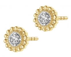 Kolczyki z żółtego złota z brylantami - 0,05 ct - próba 375. Żółte kolczyki Apart, z brylantem, złote. Za 999.00 zł.