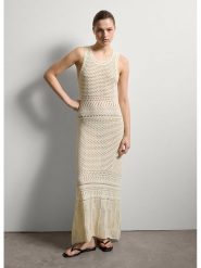 STEFANEL Sukienka w kolorze beżowym rozmiar: S. Brązowe sukienki Stefanel, na co dzień, s, bez wzorów, bez kołnierzyka, bez ramiączek, maxi, proste. Za 260.99 zł.