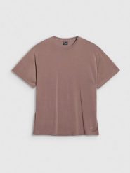 4F T-shirt oversize z modalem damski - brązowy M. Brązowe t-shirty 4f, m, bez wzorów, z jersey, bez kołnierzyka, bez ramiączek. Za 99.99 zł.