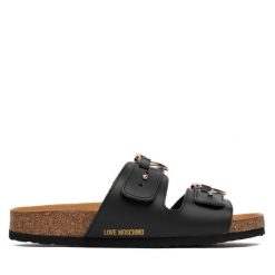 Klapki LOVE MOSCHINO. Czarne klapki Love Moschino, bez wzorów, bez obcasa. Za 519.99 zł.