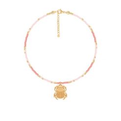 Bransoletka z koralowymi japońskimi koralikami Miyuki ze Skarabeuszem. Pomarańczowe bransoletki Lilou, pozłacane. Za 328.00 zł.