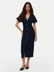 Vero Moda Sukienka jeansowa Sanni 10345708 Granatowy Slim Fit. Niebieskie sukienki Vero Moda, s, bez wzorów, z bawełny, bez kołnierzyka, bez ramiączek. Za 229.99 zł.