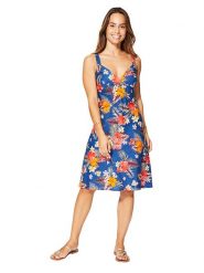 Aller Simplement Sukienka w kolorze niebiesko-pomarańczowym rozmiar: 38/40. Niebieskie sukienki Aller Simplement, bez wzorów, z bawełny, klasyczne, bez kołnierzyka, bez ramiączek, maxi. Za 78.99 zł.