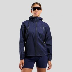 Kurtka przeciwdeszczowa damska Odlo X-ALP WATERPROOF PRO Jacket. Niebieskie kurtki sportowe Odlo, bez wzorów, bez kaptura, do biegania. Za 1,049.99 zł.