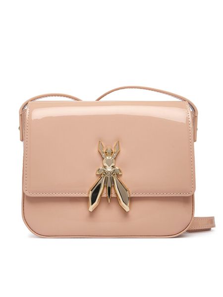 Patrizia Pepe Torebka 8B0303 L125 Beżowy. Brązowe listonoszki Patrizia Pepe, bez wzorów, z lakierowanej skóry, lakierowane, bez dodatków. Za 1,129.00 zł.