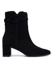 Caprice Botki 9-25310-45 Czarny. Czarne botki Caprice, bez wzorów, ze skóry, bez obcasa, na słupku, bez zapięcia. Za 589.99 zł.