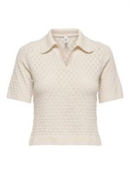 ONLY Dzianinowa koszulka polo w kolorze beżowym rozmiar: XL. Brązowe koszulki polo Only, xl, bez wzorów, z dzianiny, bez kołnierzyka, bez ramiączek. Za 109.95 zł.
