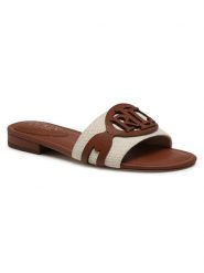 LAUREN RALPH LAUREN Klapki Alegra 802826823001 Beżowy. Brązowe klapki Lauren Ralph Lauren, bez wzorów, z materiału, bez obcasa. Za 399.99 zł.