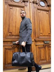 Maison héritage PARIS Skórzana torba podróżna "Nino" w kolorze czarnym - 46 x 29 x 15 cm rozmiar: onesize. Czarne torby podróżne Maison héritage PARIS, bez wzorów, z materiału. Za 454.95 zł.