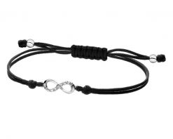 Bransoletka z elementami białego złota i diamentem - nieskończoność - 0,004 ct - próba 375. Białe bransoletki Apart, z diamentem, złote. Za 559.00 zł.