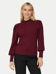 ONLY Sweter Katia 15232494 Bordowy Regular Fit. Czerwone swetry Only, s, bez wzorów, z syntetyku, bez ramiączek. Za 169.99 zł.