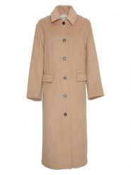 MOSS COPENHAGEN Płaszcz przejściowy "Peyton" w kolorze beżowym rozmiar: XS/S. Brązowe płaszcze Moss Copenhagen, s, bez wzorów, z wełny, bez kaptura. Za 323.50 zł.