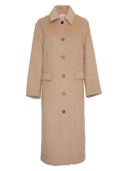 MOSS COPENHAGEN Płaszcz przejściowy "Peyton" w kolorze beżowym rozmiar: XS/S. Brązowe płaszcze Moss Copenhagen, s, bez wzorów, z wełny, bez kaptura. Za 345.36 zł.