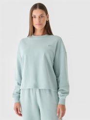 4F Bluza dresowa nierozpinana bez kaptura damska - turkusowa L. Niebieskie bluzy 4f, l, bez wzorów, z bawełny, bez kaptura. W wyprzedaży za 59.99 zł.