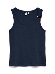 Vero Moda Top w kolorze granatowym rozmiar: M. Niebieskie topy Vero Moda, m, z aplikacjami, prążkowane, bez kołnierzyka, bez ramiączek. Za 83.42 zł.