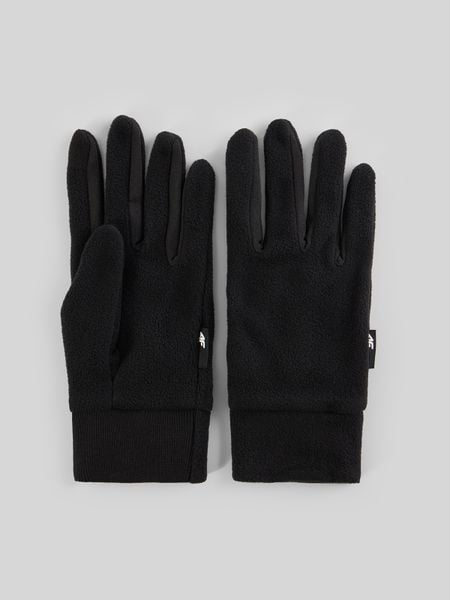 4F Rękawiczki polarowe Touch Screen uniseks - czarne S. Czarne rękawiczki 4f, bez wzorów, z materiału. Za 59.99 zł.