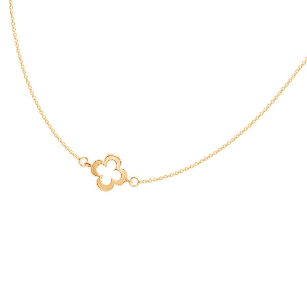 Naszyjnik z pozłacaną ażurową koniczyną na łańcuszku. Żółte naszyjniki Lilou, pozłacane. Za 159.00 zł.