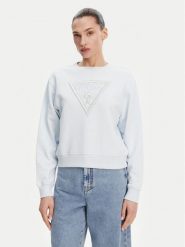 Guess Bluza W5GQ12 KBKM0 Błękitny Regular Fit. Niebieskie bluzy Guess, xxl, z aplikacjami, z bawełny, bez kaptura. Za 219.99 zł.