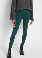 Legginsy (2 pary). Czerwone legginsy bonprix, bez wzorów, długie. Za 109.99 zł.