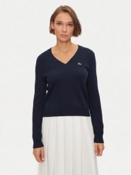 Lacoste Sweter AF3324 Granatowy Regular Fit. Niebieskie swetry Lacoste, bez wzorów, z bawełny, bez ramiączek. Za 369.99 zł.