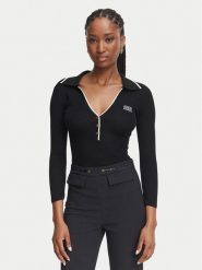 Elisabetta Franchi Bluzka MK-17B-66E2-V300 Czarny Slim Fit. Czarne bluzki Elisabetta Franchi, bez wzorów, z wełny, bez kołnierzyka, bez ramiączek. Za 1,289.00 zł.