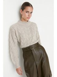 Trendyol Sweter w kolorze szarym rozmiar: L. Szare swetry Trendyol, l, bez wzorów, ze splotem, bez ramiączek. Za 83.03 zł.