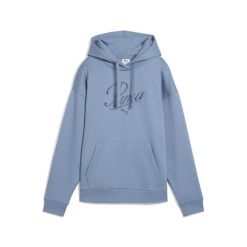 Damska bluza z kapturem Essentials Script Comfort PUMA Cool Blue. Niebieskie bluzy Puma, bez wzorów, z kapturem. Za 249.00 zł.