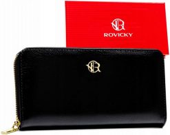 Portfel damski Rovicky R-PRK-01-F7 czarny. Czarne portfele ROVICKY, bez wzorów, ze skóry ekologicznej. Za 45.00 zł.