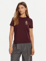 Tommy Hilfiger T-Shirt Gold Crest WW0WW46153 Bordowy Regular Fit. Czerwone t-shirty TOMMY HILFIGER, xxs, bez wzorów, z bawełny, bez kołnierzyka, bez ramiączek. Za 259.99 zł.