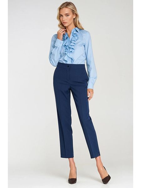 Nife Spodnie w kolorze niebieskim rozmiar: 36. Niebieskie spodnie materiałowe Nife, na co dzień, bez wzorów, z materiału, z podwyższonym stanem. Za 156.24 zł.