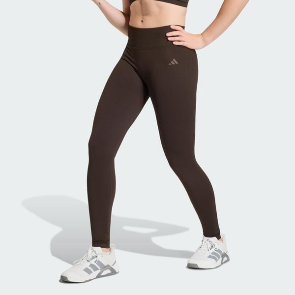 Legginsy Workout Essentials Knit Scrunch 7/8. Brązowe legginsy Adidas, s, bez wzorów, z dzianiny, z podwyższonym stanem, długie. Za 239.00 zł.