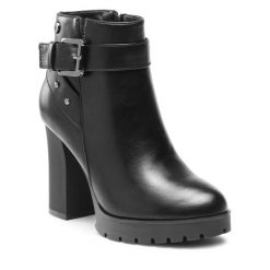 Botki Refresh. Czarne botki Refresh, bez wzorów, bez obcasa, na słupku, bez zapięcia. Za 279.99 zł.