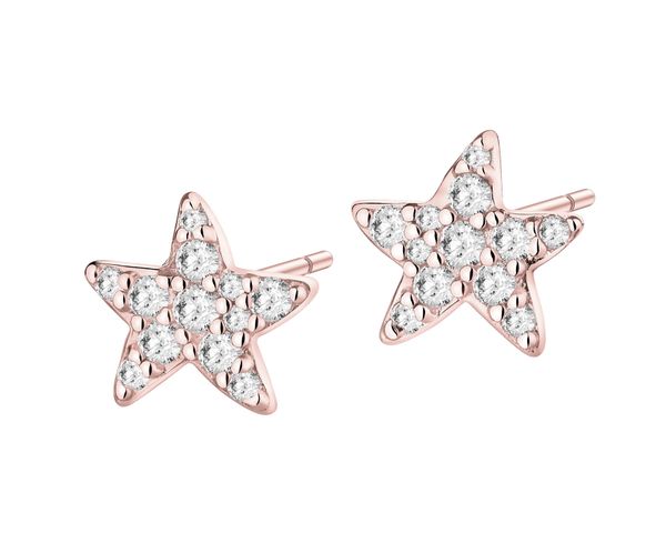 Kolczyki srebrne z cyrkoniami - gwiazdy. Szare kolczyki Apart, z cyrkonią, pozłacane. Za 149.00 zł.