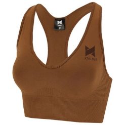 Top sportowy damski Xtreme Sportswear. Brązowe koszulki sportowe XTREME SOCKSWEAR, bez wzorów, z elastanu, bez ramiączek, na fitness i siłownię. Za 138.99 zł.